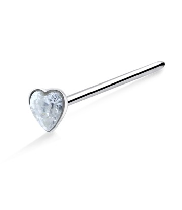 Colorless Heart Stone Straight Nose Stud NSKA-786